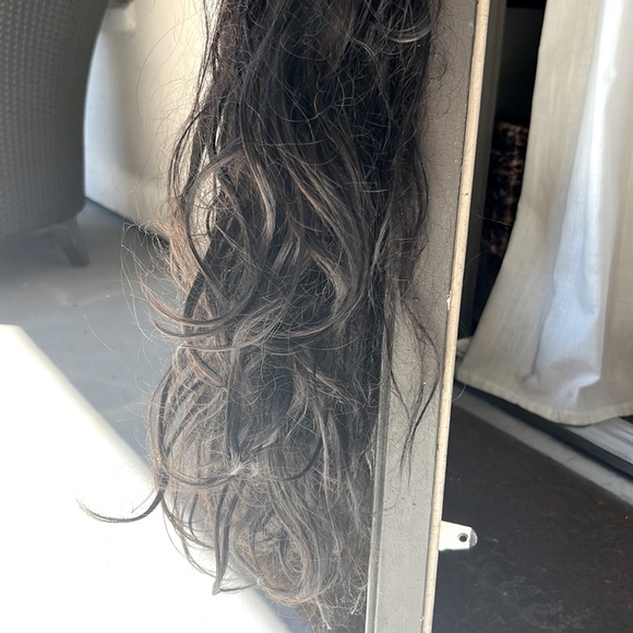 Clip on hair extensions long brown black beach waves bouncy curls or costume wig - Picture 5 of 12